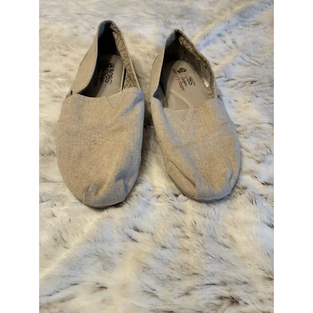 Bobs Skechers Memory Foam Canvas Espadrille Shoes Slip-On Loafers Womens 10